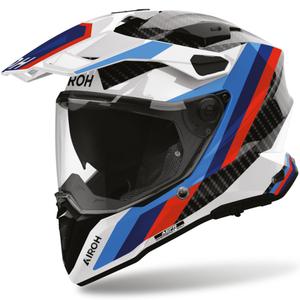 Enduro-Motorradhelm Airoh Commander 2 Carbon Rank schwarz-weiß-blau