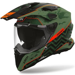 Enduro-Motorradhelm Airoh Commander 2 Plug, matt schwarz-grün-rot