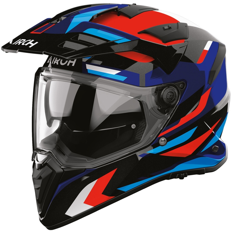 Enduro-Motorradhelm Airoh BADX-X Glitch blau-rot
