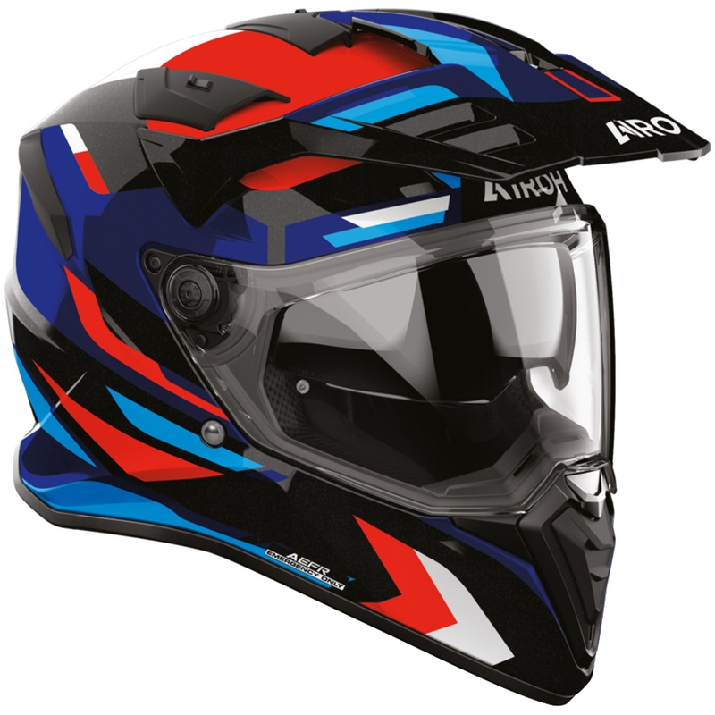 Enduro-Motorradhelm Airoh BADX-X Glitch blau-rot