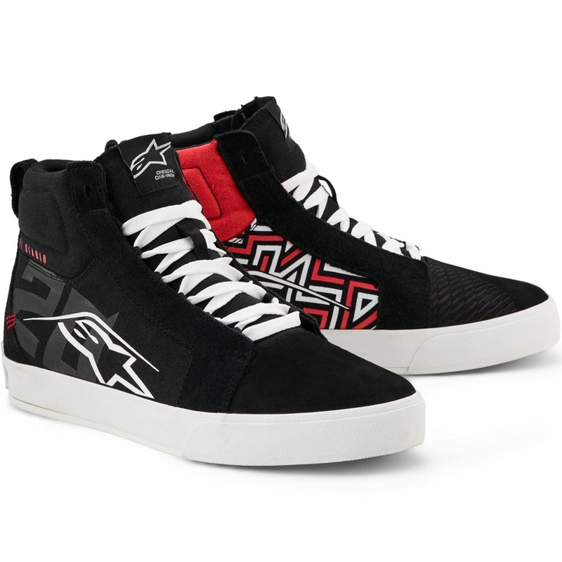 Alpinestars Ride-63 Canvas FQ20 Motorradstiefel Schwarz-Weiß-Rot