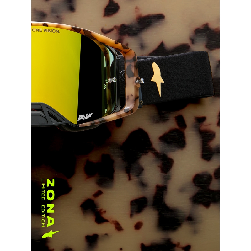Alpinestars Supertech Zona Motocross-Brille in limitierter Auflage, schwarz-braun mit verspiegeltem goldfarbenem Plexiglas