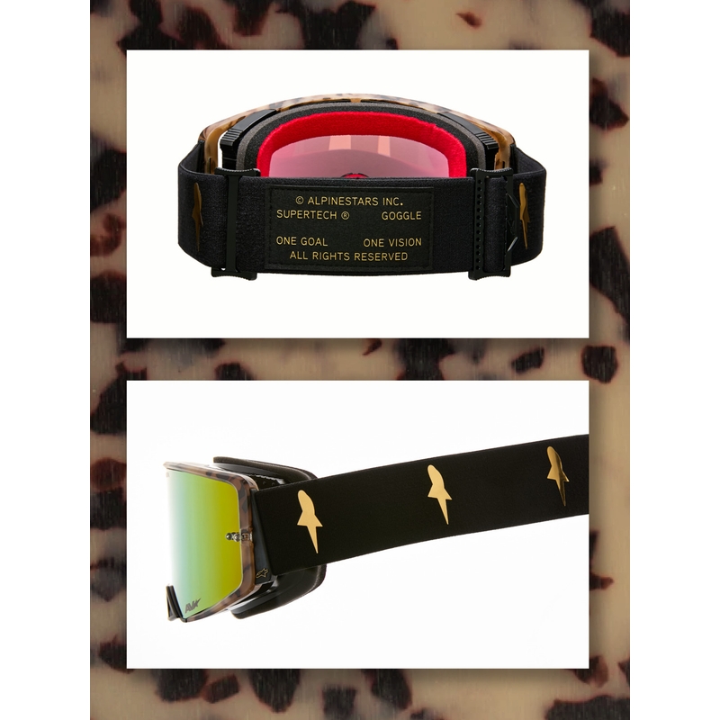 Alpinestars Supertech Zona Motocross-Brille in limitierter Auflage, schwarz-braun mit verspiegeltem goldfarbenem Plexiglas