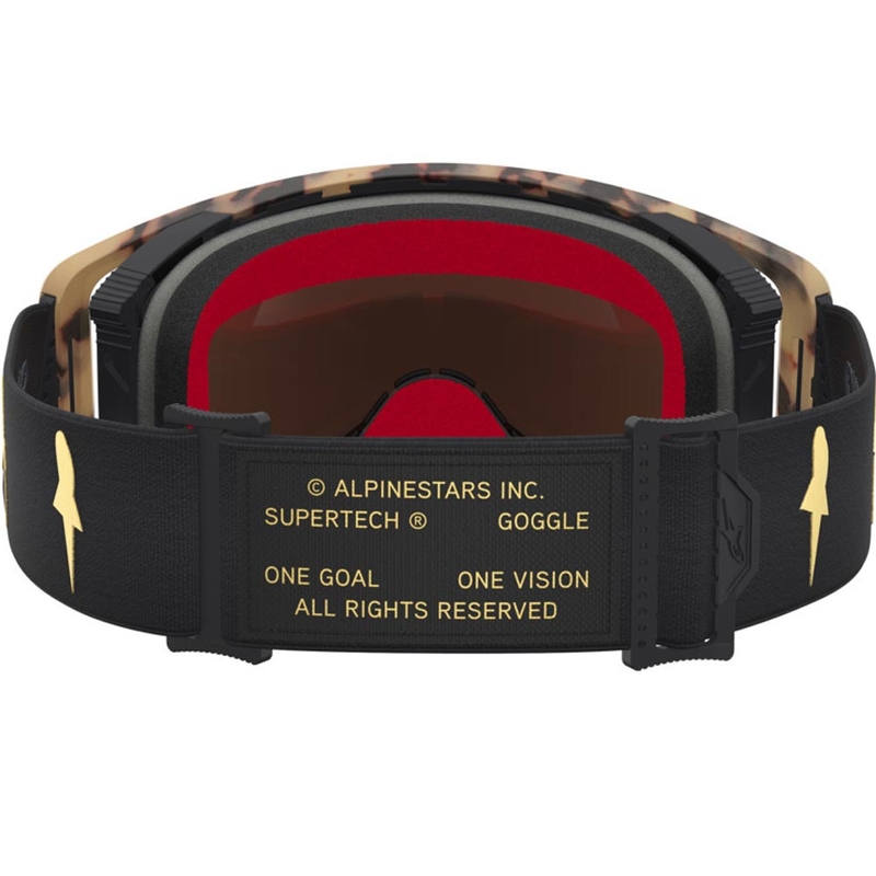 Alpinestars Supertech Zona Motocross-Brille in limitierter Auflage, schwarz-braun mit verspiegeltem goldfarbenem Plexiglas