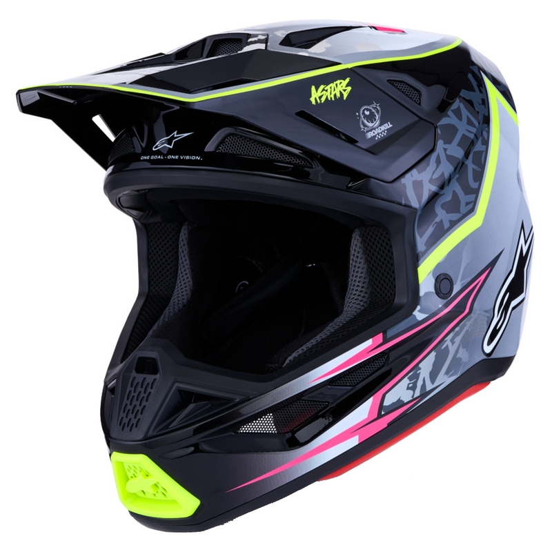Alpinestars Supertech S-M7 Blaster Motorrad-Motocross-Helm Grau-Fluogelb