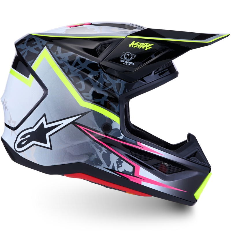 Alpinestars Supertech S-M7 Blaster Motorrad-Motocross-Helm Grau-Fluogelb