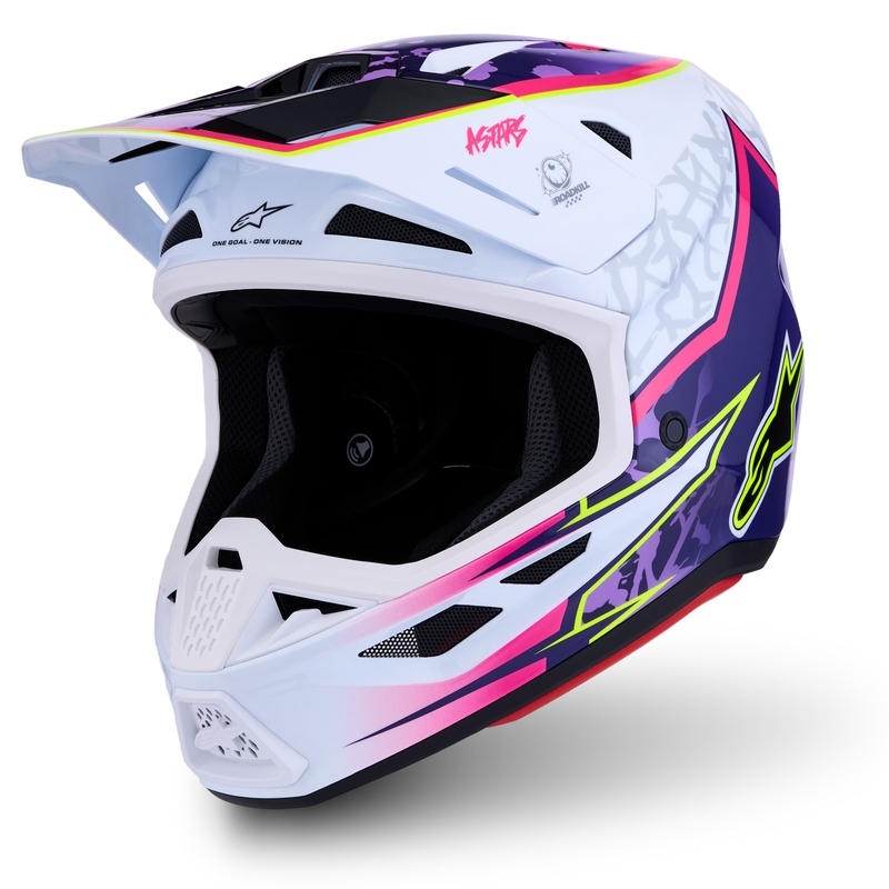 Alpinestars Supertech S-M7 Blaster Motorrad-Motocrosshelm lila-weiß