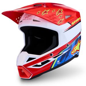 Alpinestars S-M3 Falcon Motorrad-Motocrosshelm, fluoreszierend rot-weiß