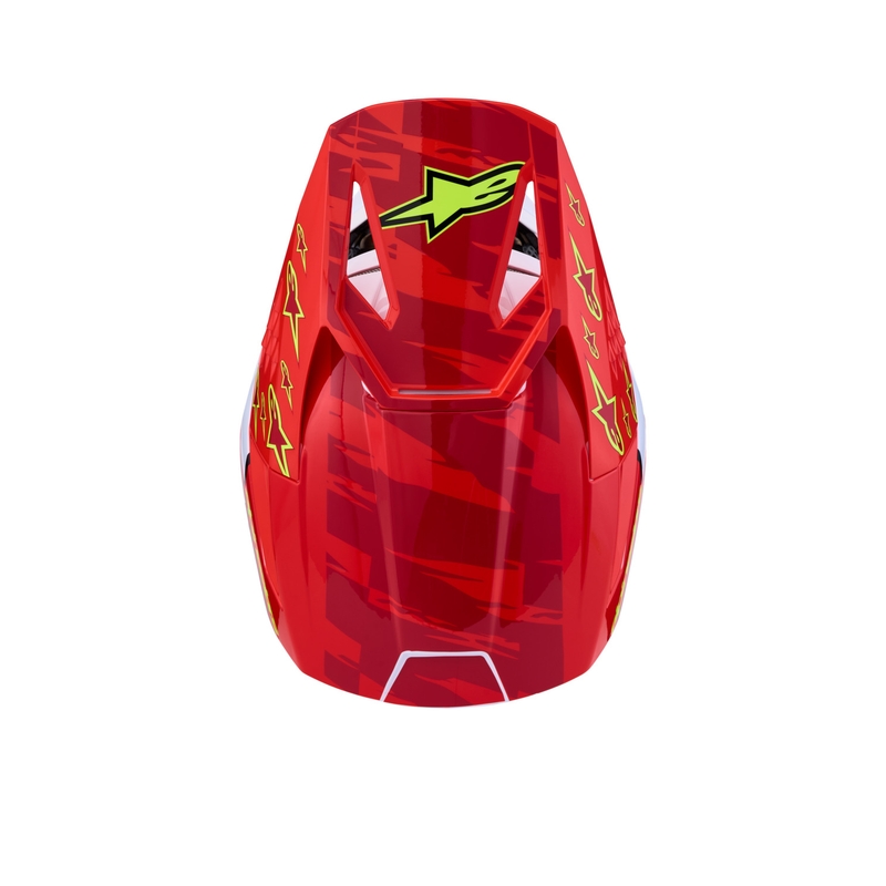 Alpinestars S-M3 Falcon Motorrad-Motocrosshelm, fluoreszierend rot-weiß