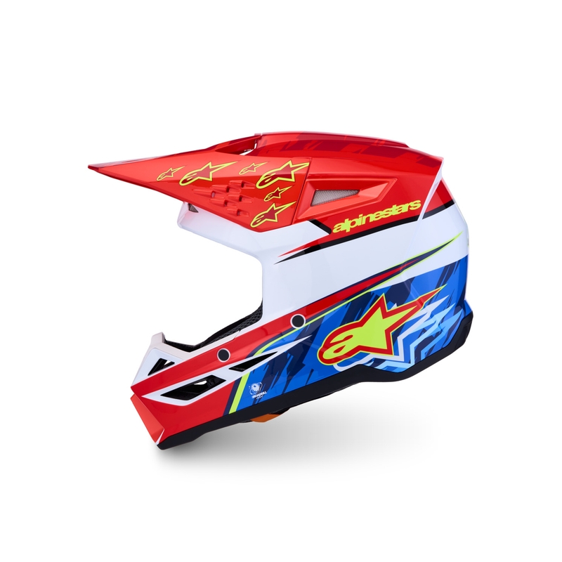 Alpinestars S-M3 Falcon Motorrad-Motocrosshelm, fluoreszierend rot-weiß