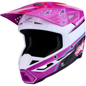 Alpinestars S-M3 Falcon Motorrad-Motocrosshelm lila-weiß-fluoreszierend pink
