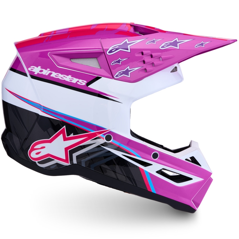 Alpinestars S-M3 Falcon Motorrad-Motocrosshelm lila-weiß-fluoreszierend pink