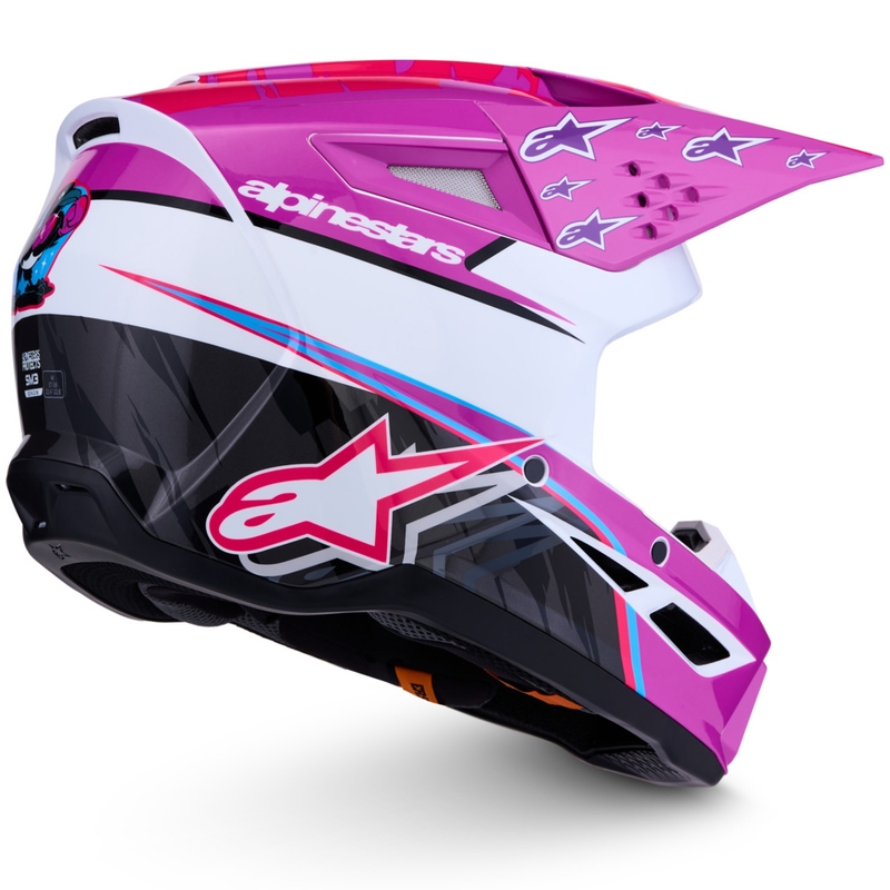 Alpinestars S-M3 Falcon Motorrad-Motocrosshelm lila-weiß-fluoreszierend pink