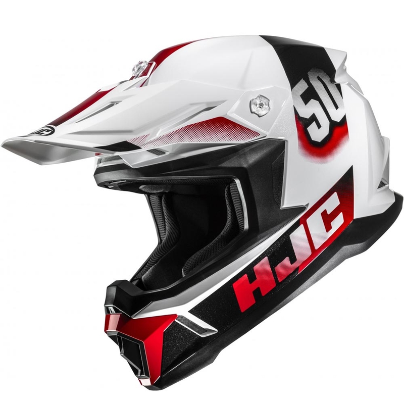 Motocross-Helm HJC C50 Dash MC1 weiß-schwarz-rot