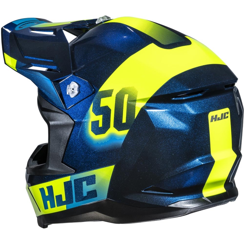 Motocross-Helm HJC C50 Dash MC2 blau-fluoreszierend gelb