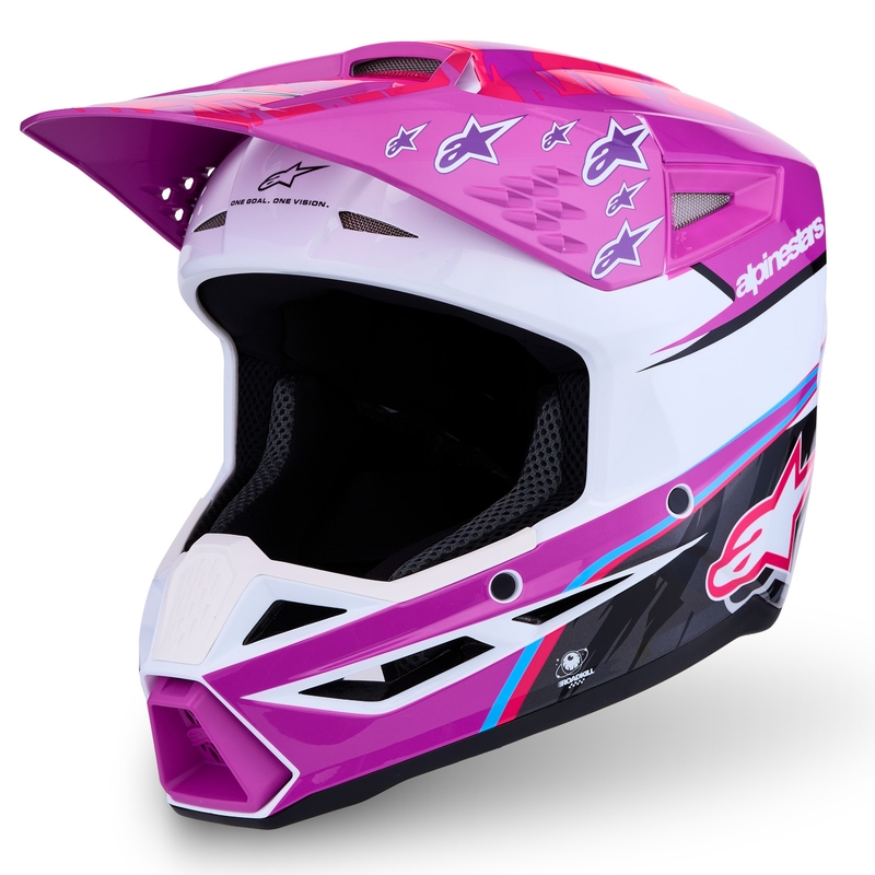 Alpinestars S-M3 Falcon Kinder-Motocrosshelm Lila-Weiß-Schwarz