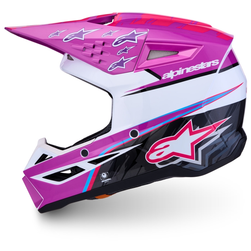 Alpinestars S-M3 Falcon Kinder-Motocrosshelm Lila-Weiß-Schwarz