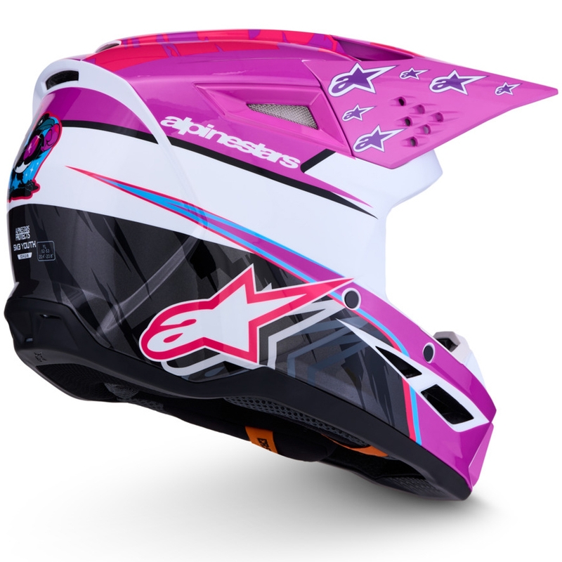 Alpinestars S-M3 Falcon Kinder-Motocrosshelm Lila-Weiß-Schwarz
