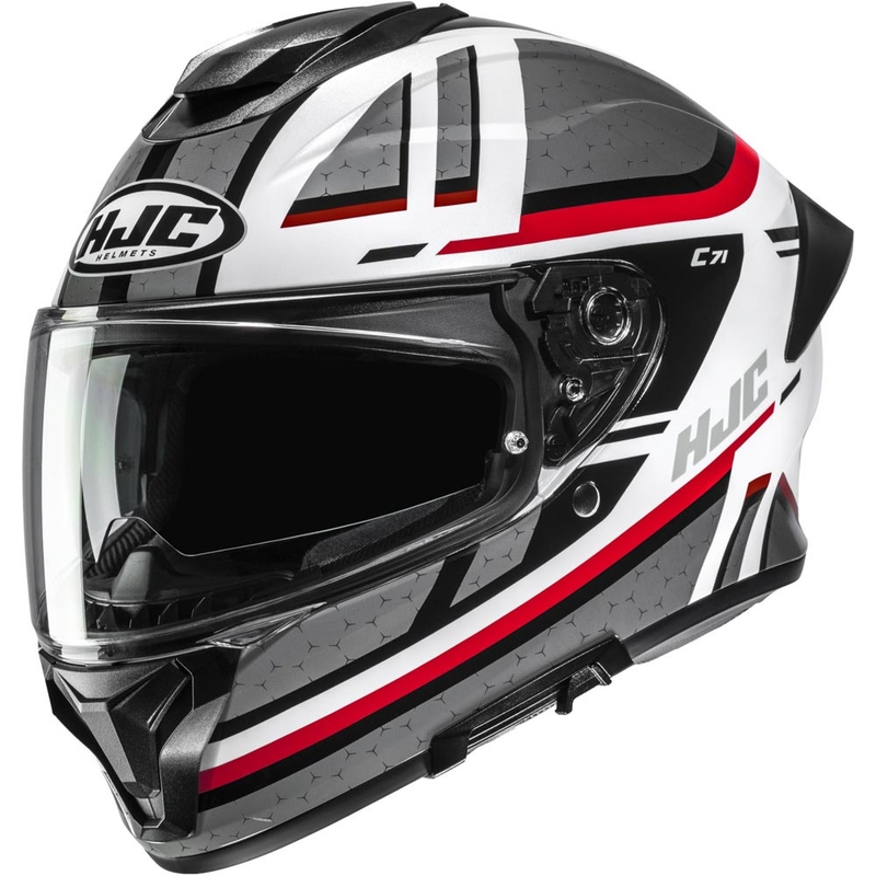 HJC C71 Novah MC1 Integralhelm für Motorräder, grau-weiß-rot