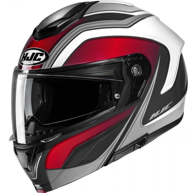 Klappbarer Motorradhelm HJC C92 Sirius MC1 schwarz-weiß-silber-rot