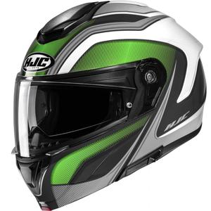 Klappbarer Motorradhelm HJC C92 Sirius MC4 schwarz-weiß-silber-grün