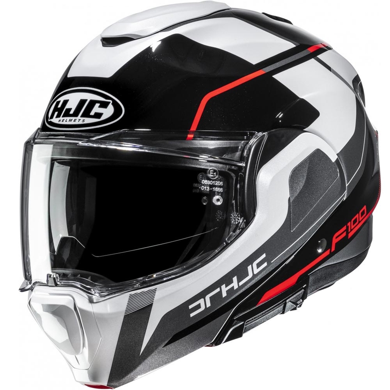 Klappbarer Motorradhelm HJC F100 Astra MC1 schwarz-weiß-rot-grau