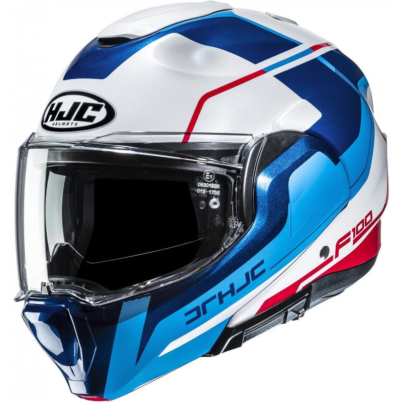 Klappbarer Motorradhelm HJC F100 Astra MC21 weiß-blau-rot