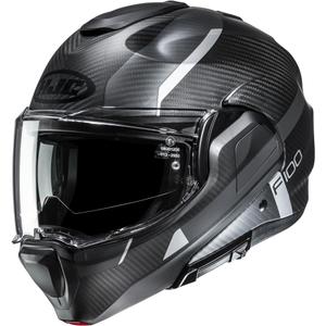 Klappbarer Motorradhelm HJC F100 Carbon Askan MC5SF schwarz-grau-silber