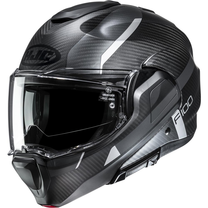 Klappbarer Motorradhelm HJC F100 Carbon Askan MC5SF schwarz-grau-silber