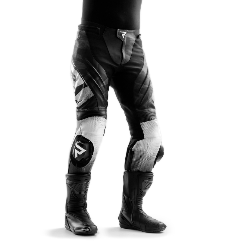 Leder-Motorradhose Rebelhorn Inferno schwarz und weiß