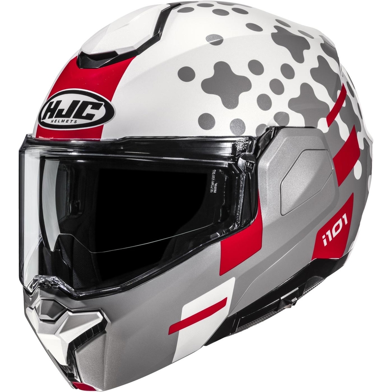 Klappbarer Motorradhelm HJC i101 Astel MC1 weiß-grau-rot