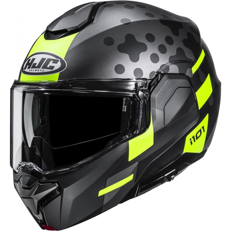 Klappbarer Motorradhelm HJC i101 Astel MC3HSF schwarz-grau-fluoreszierend gelb