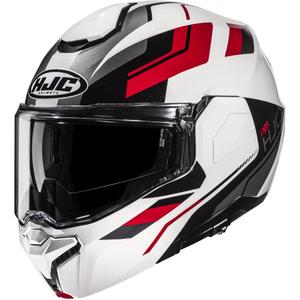 HJC i101 Krone MC1 Klapphelm für Motorräder, weiß-schwarz-rot
