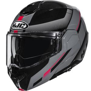 Klappbarer Motorradhelm HJC i101 Mira MC1 schwarz-grau-rot