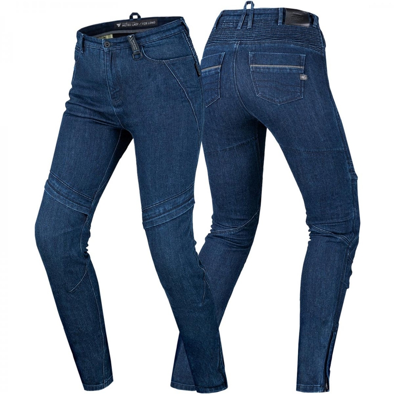 Shima Metro Damen-Motorradjeans mit verlängertem Bund, dunkelblau
