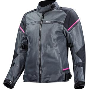 Damen-Motorradjacke LS2 Riva schwarz-dunkelgrau-rosa