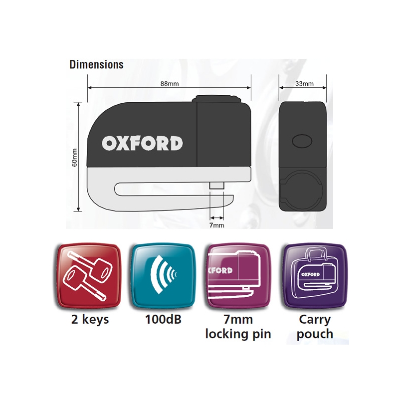 Oxford Screamer Motorradscheibenschloss mit Alarm