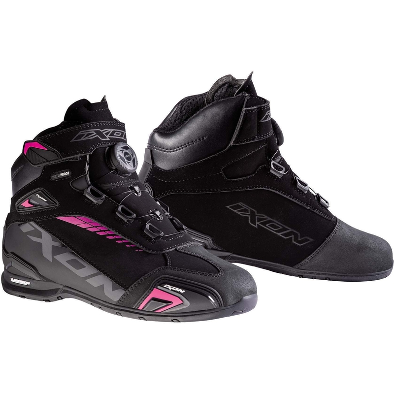 Damen IXON Bull WP Schwarz und Rosa Motorradstiefel Ausverkauf