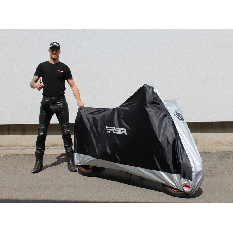 Motorradabdeckplane RSA schwarz-silber