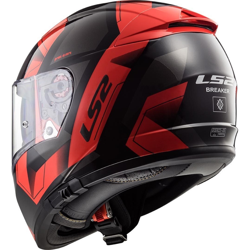 LS2 FF390 Breaker Physics schwarz und rot Integral Motorradhelm