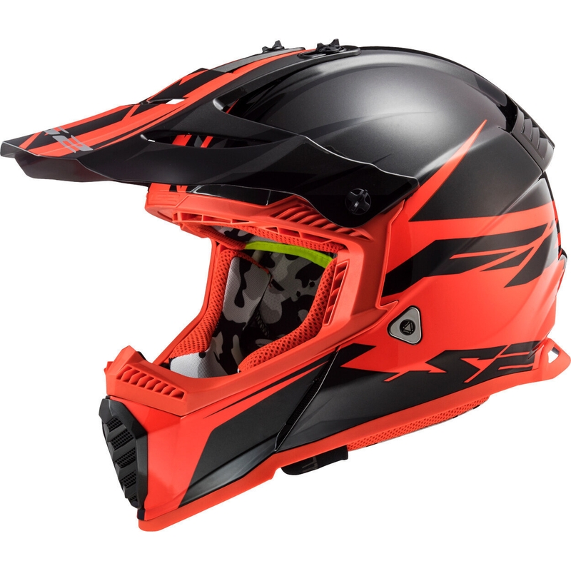 Motocross Helm LS2 MX437 Fast Evo Roar schwarz-rot Ausverkauf