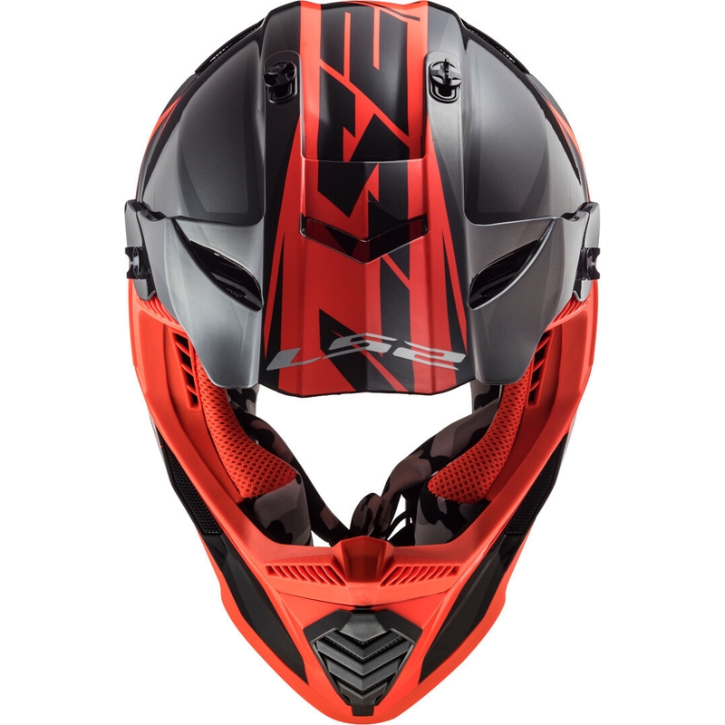 Motocross Helm LS2 MX437 Fast Evo Roar schwarz-rot Ausverkauf