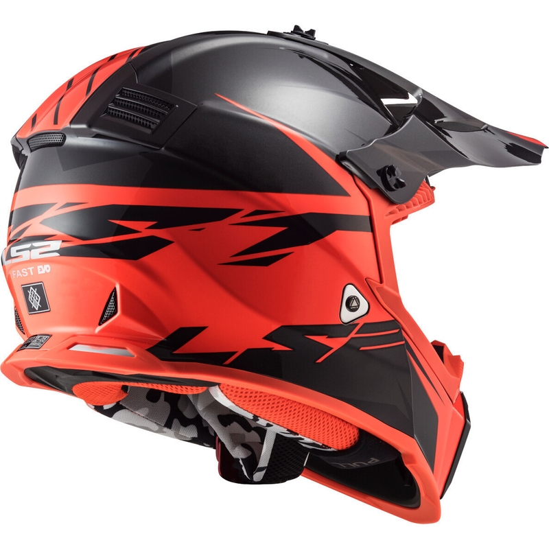 Motocross Helm LS2 MX437 Fast Evo Roar schwarz-rot Ausverkauf