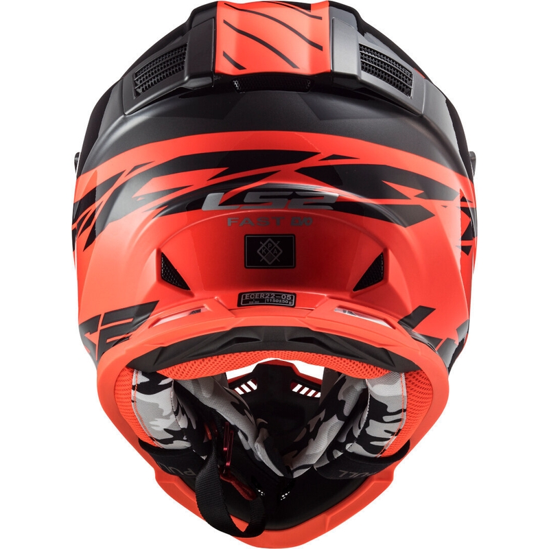 Motocross Helm LS2 MX437 Fast Evo Roar schwarz-rot Ausverkauf