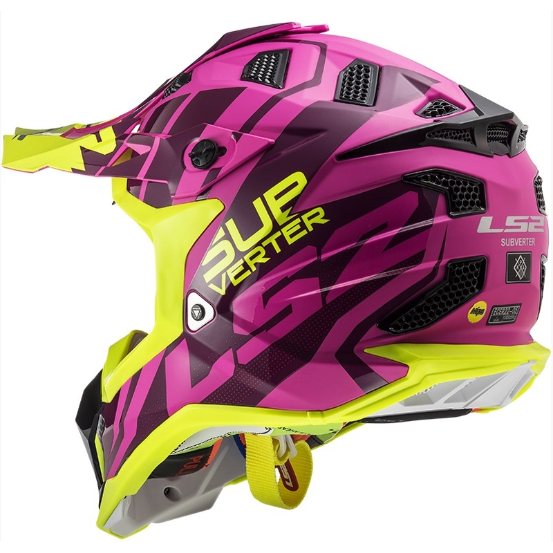 Motocross Helm LS2 MX470 Subverter Troop rosa-fluo gelb Ausverkauf