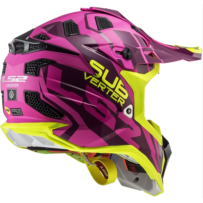 Motocross Helm LS2 MX470 Subverter Troop rosa-fluo gelb Ausverkauf