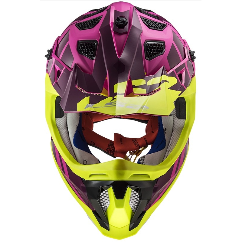 Motocross Helm LS2 MX470 Subverter Troop rosa-fluo gelb Ausverkauf
