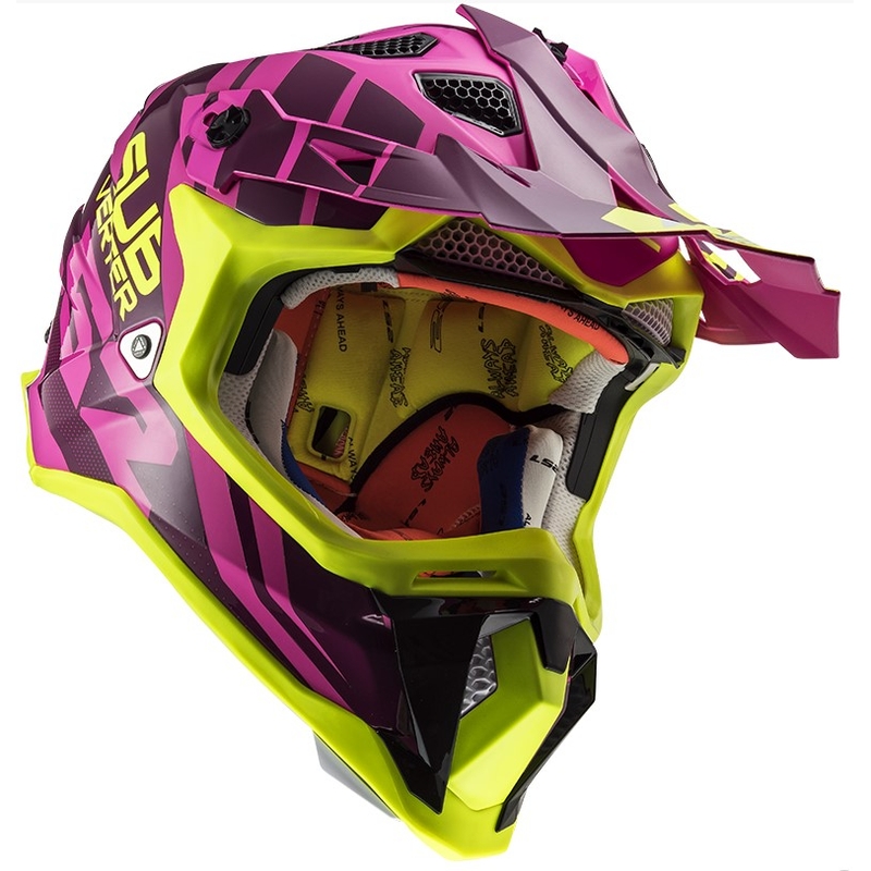 Motocross Helm LS2 MX470 Subverter Troop rosa-fluo gelb Ausverkauf