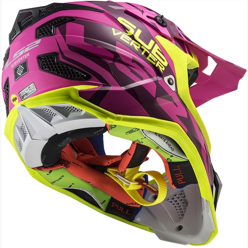 Motocross Helm LS2 MX470 Subverter Troop rosa-fluo gelb Ausverkauf