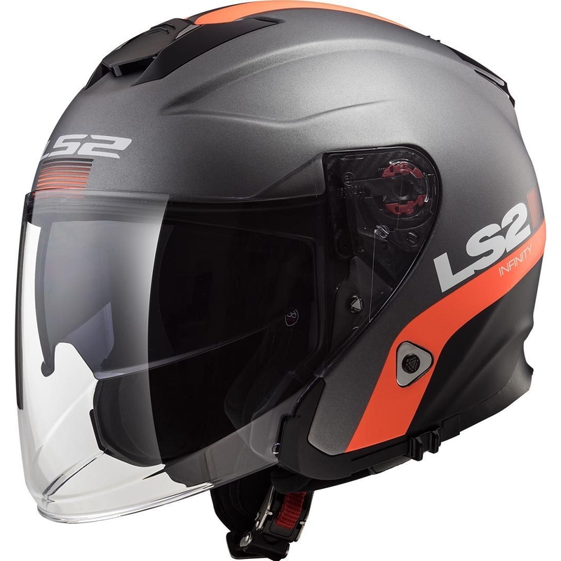 Offener Motorradhelm LS2 OF521 Infinity Smart titan-orange